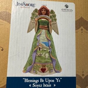 Jim Shore Green and Red Angel Figurine